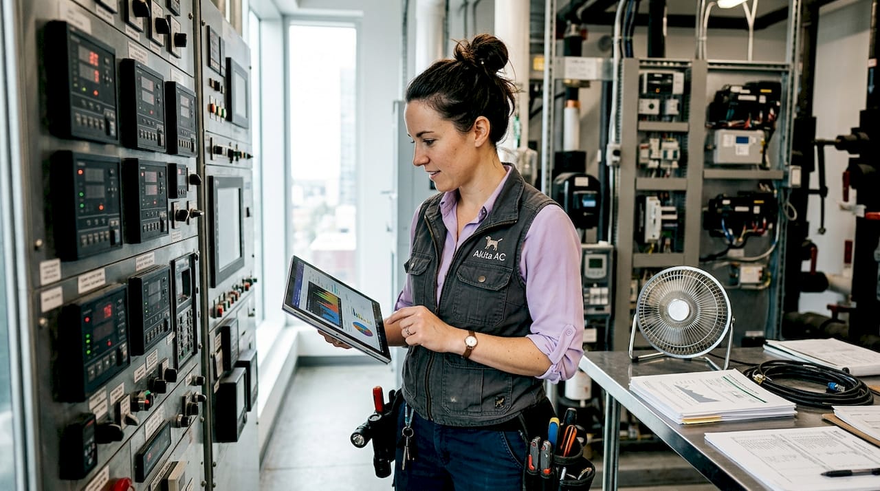 Energy manager assessing HVAC controls