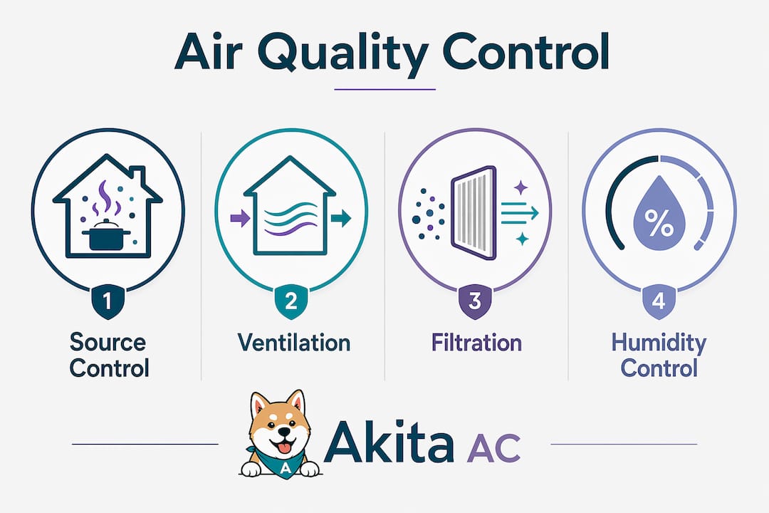 Hierarchy infographic of air quality control methods