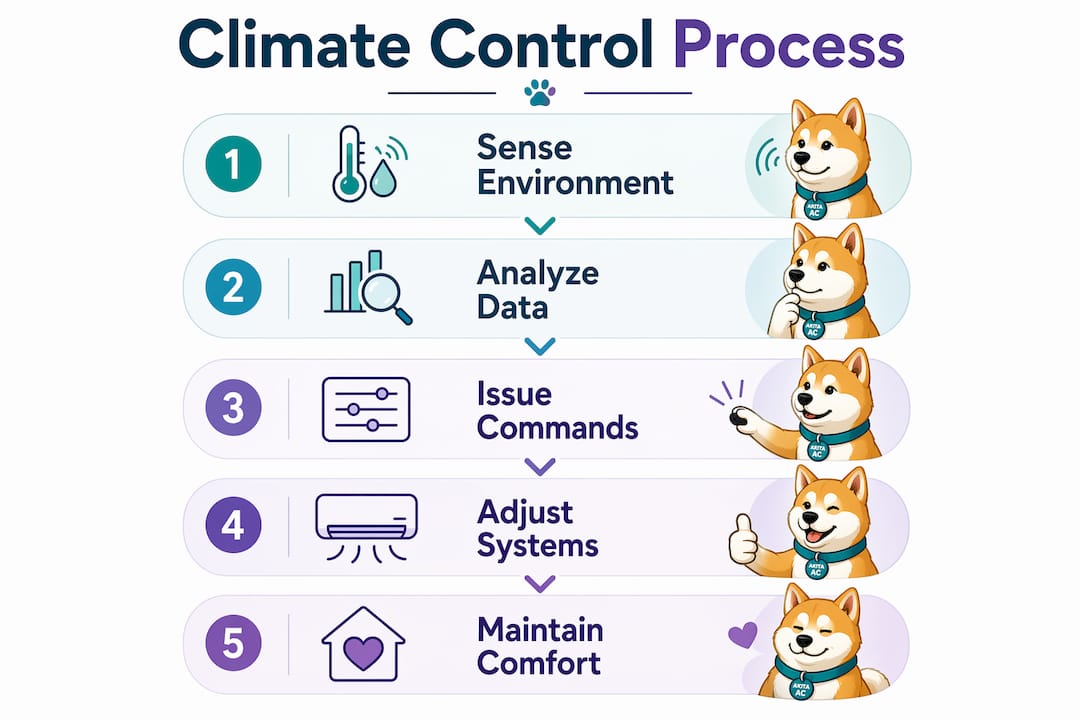 Infographic showing climate control process steps