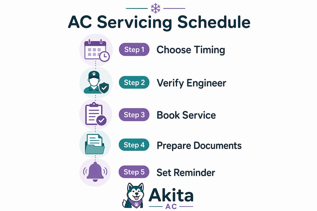 Infographic showing AC servicing scheduling steps