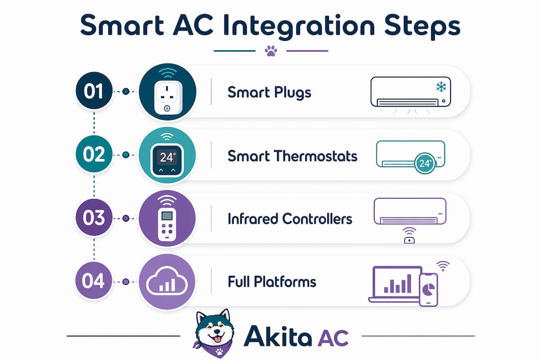 Infographic illustrating smart AC integration steps