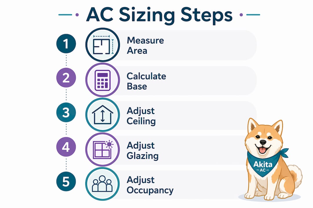 Infographic of air conditioning sizing steps