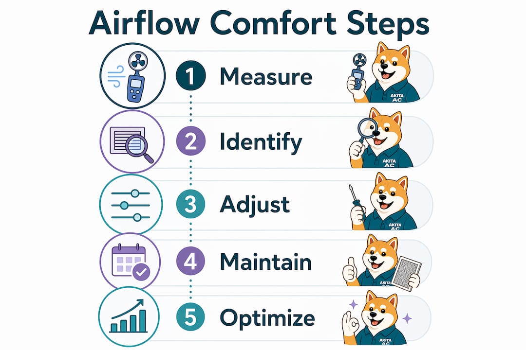 Infographic showing airflow comfort key steps