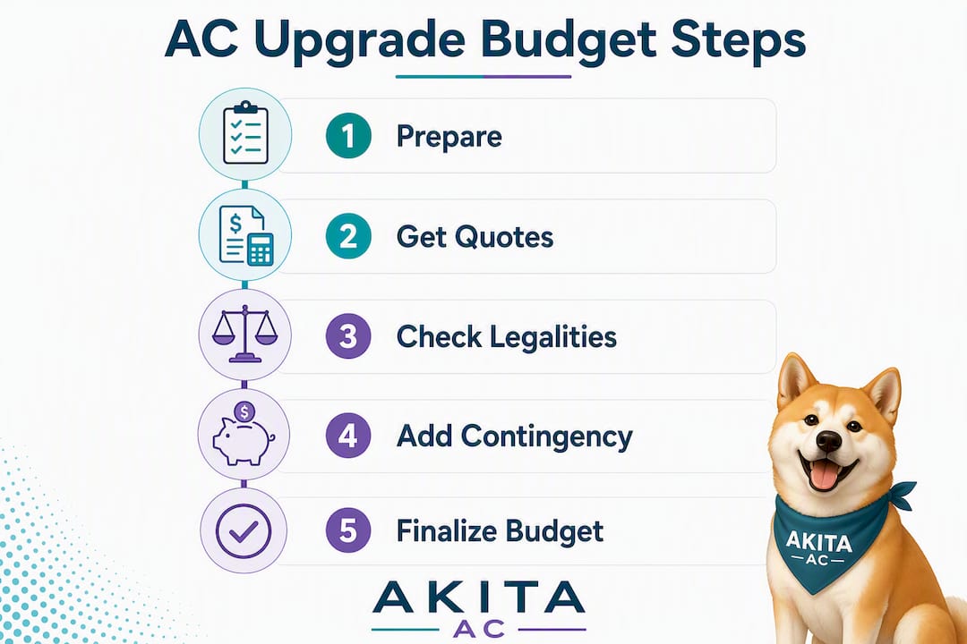 Infographic showing AC upgrade budgeting steps