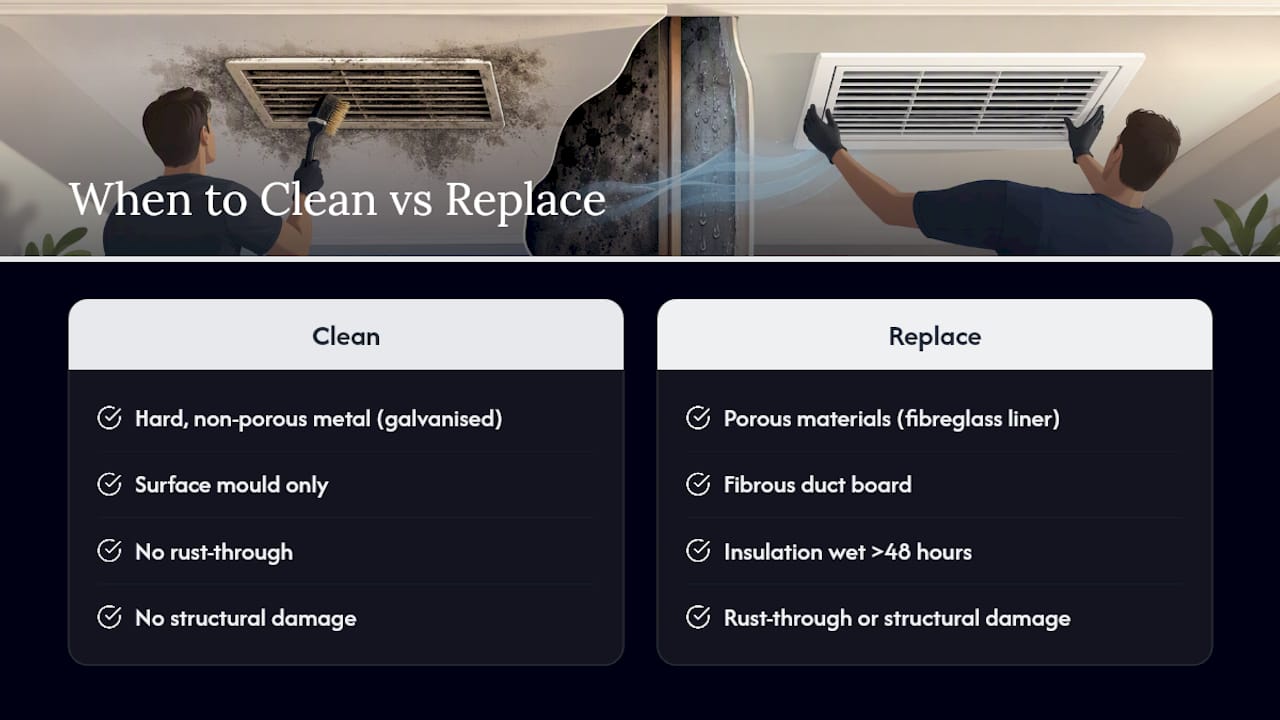 When to clean or replace contaminated ductwork
