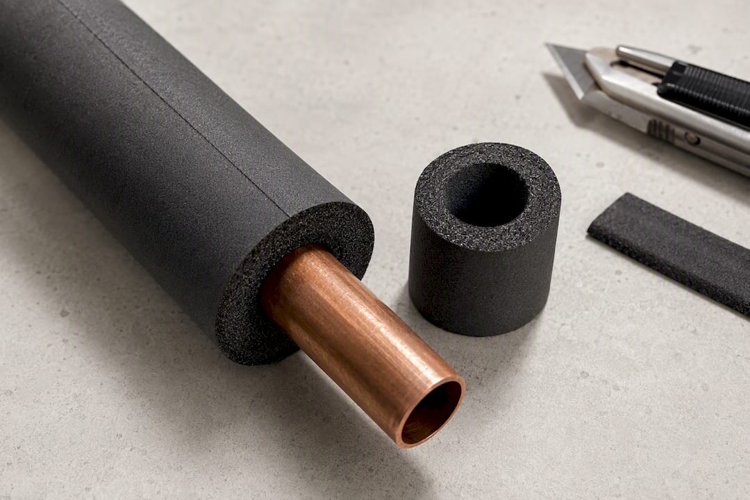 Closed-cell insulation around a refrigerant line
