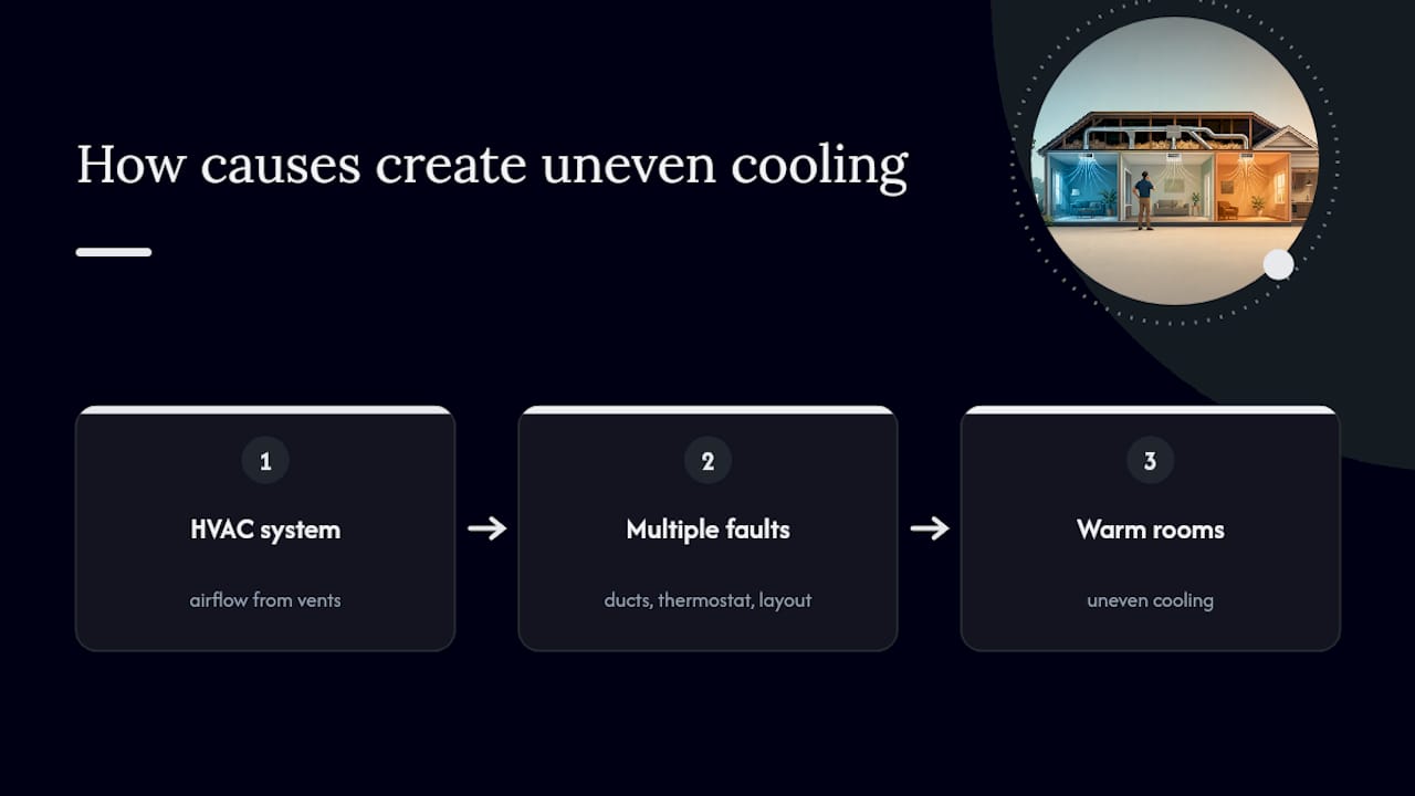 Three interacting causes of uneven cooling