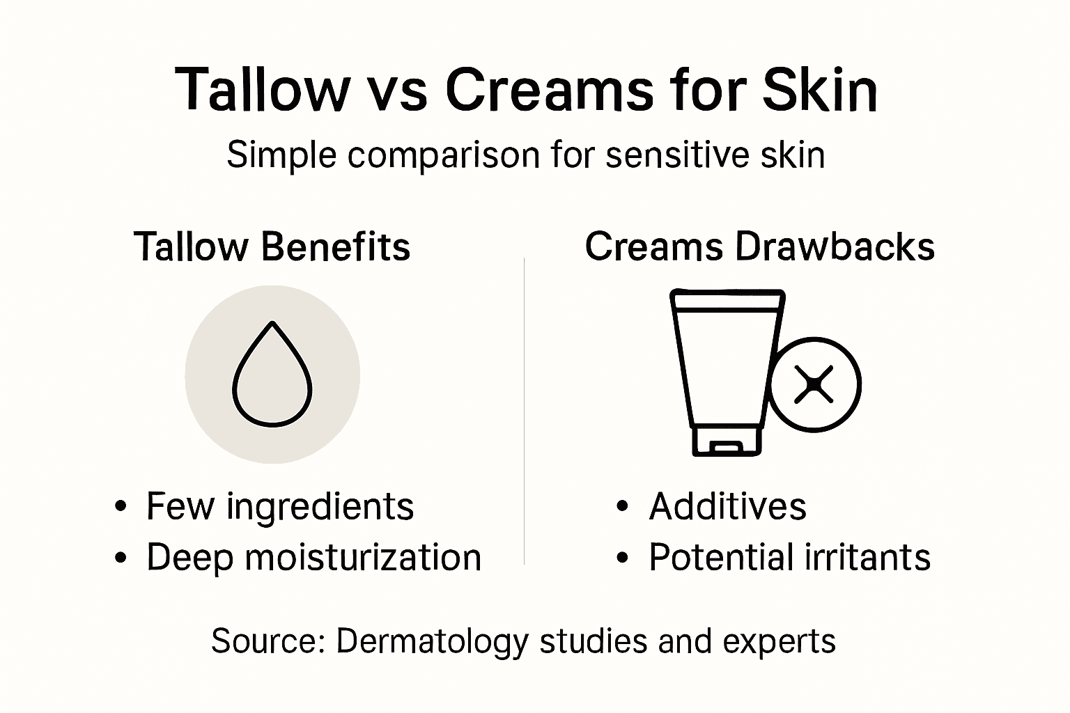 Infographic comparing tallow and cream skincare