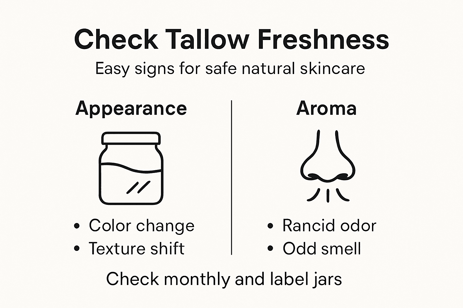 Infographic showing how to monitor tallow freshness