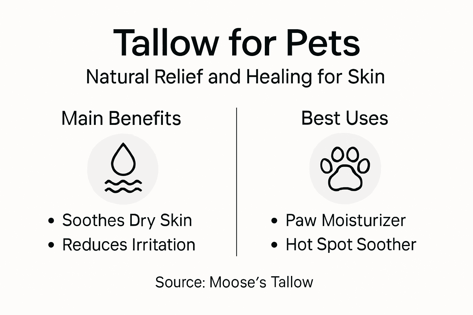 Infographic showing tallow uses and benefits for pets