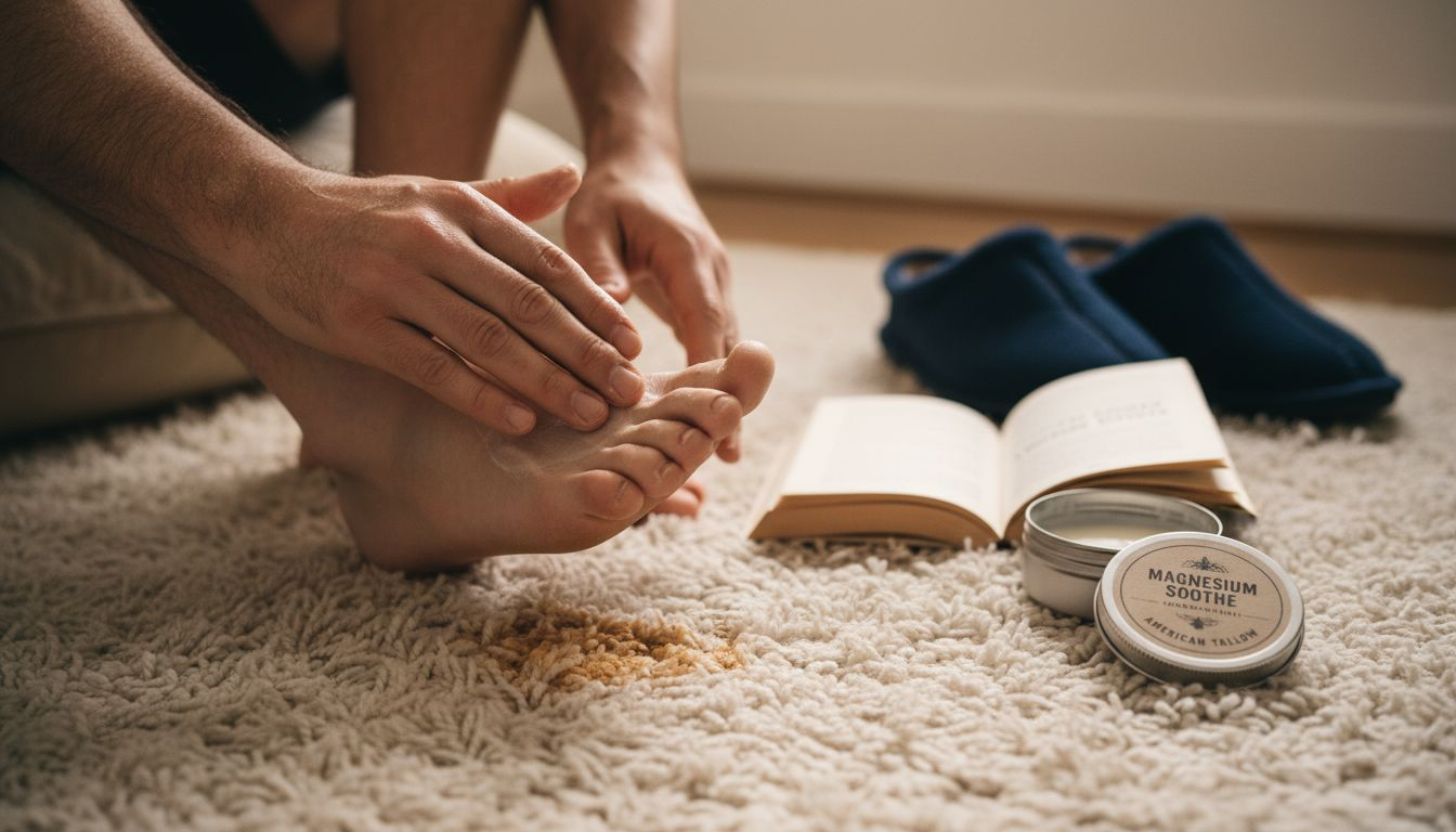 Applying magnesium oil to foot before bed