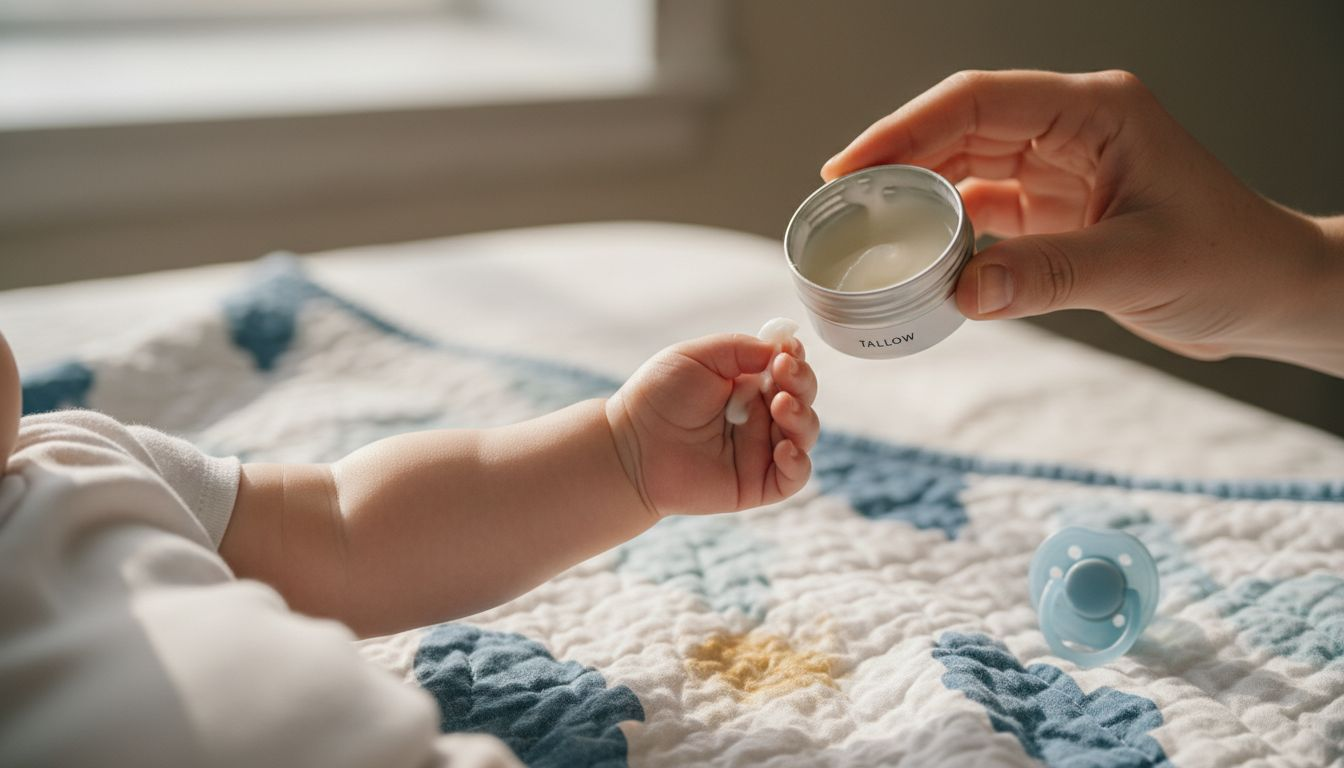 Hydrated baby skin with tallow balm application