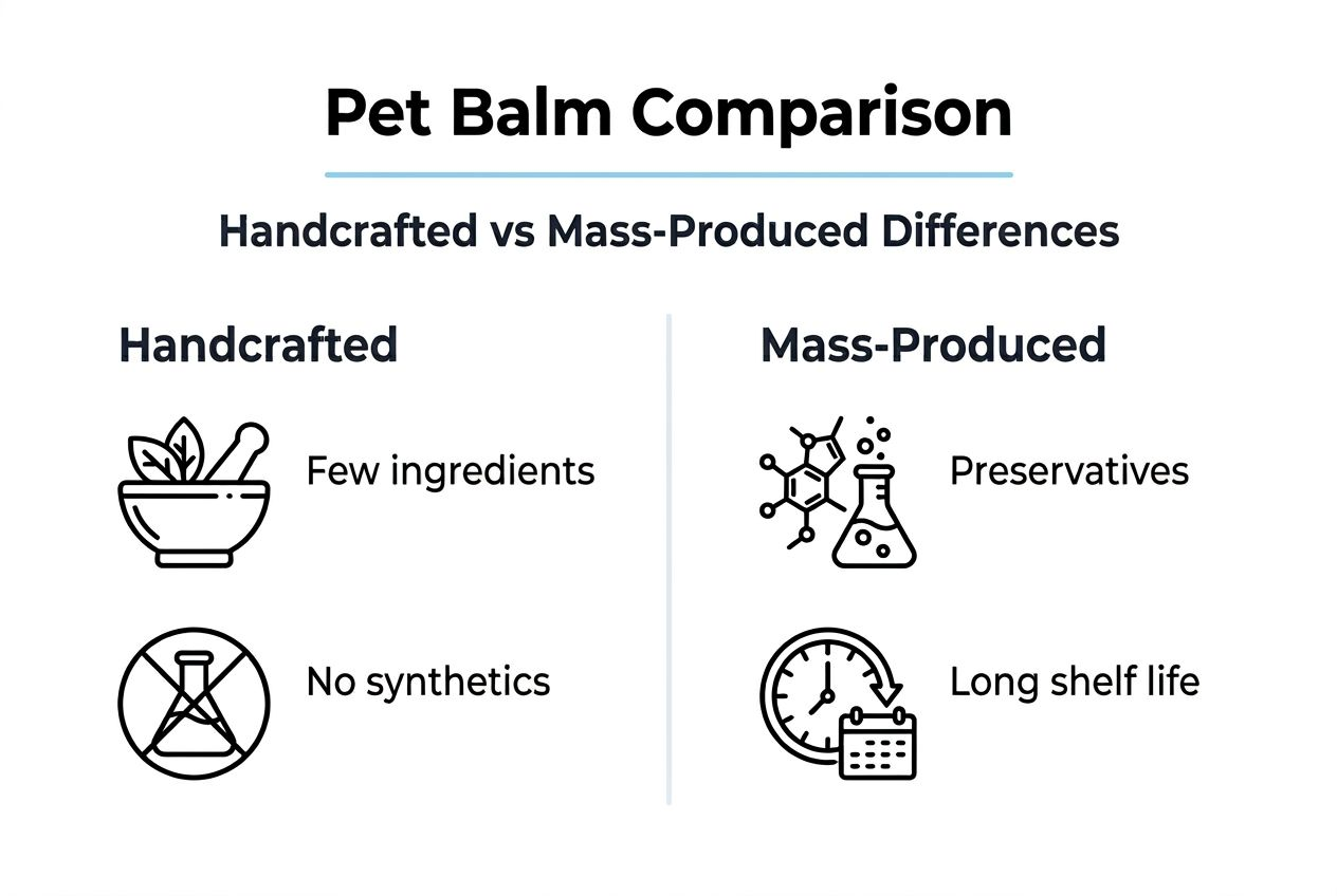 Infographic comparing handcrafted and mass-produced balms