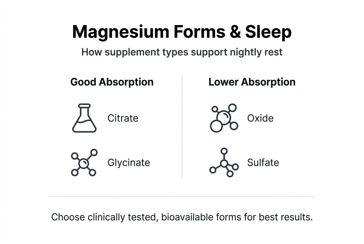 Infographic comparing magnesium forms for sleep