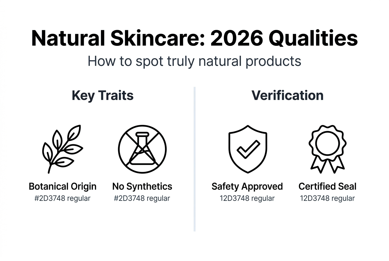 Infographic showing natural skincare qualities and verification