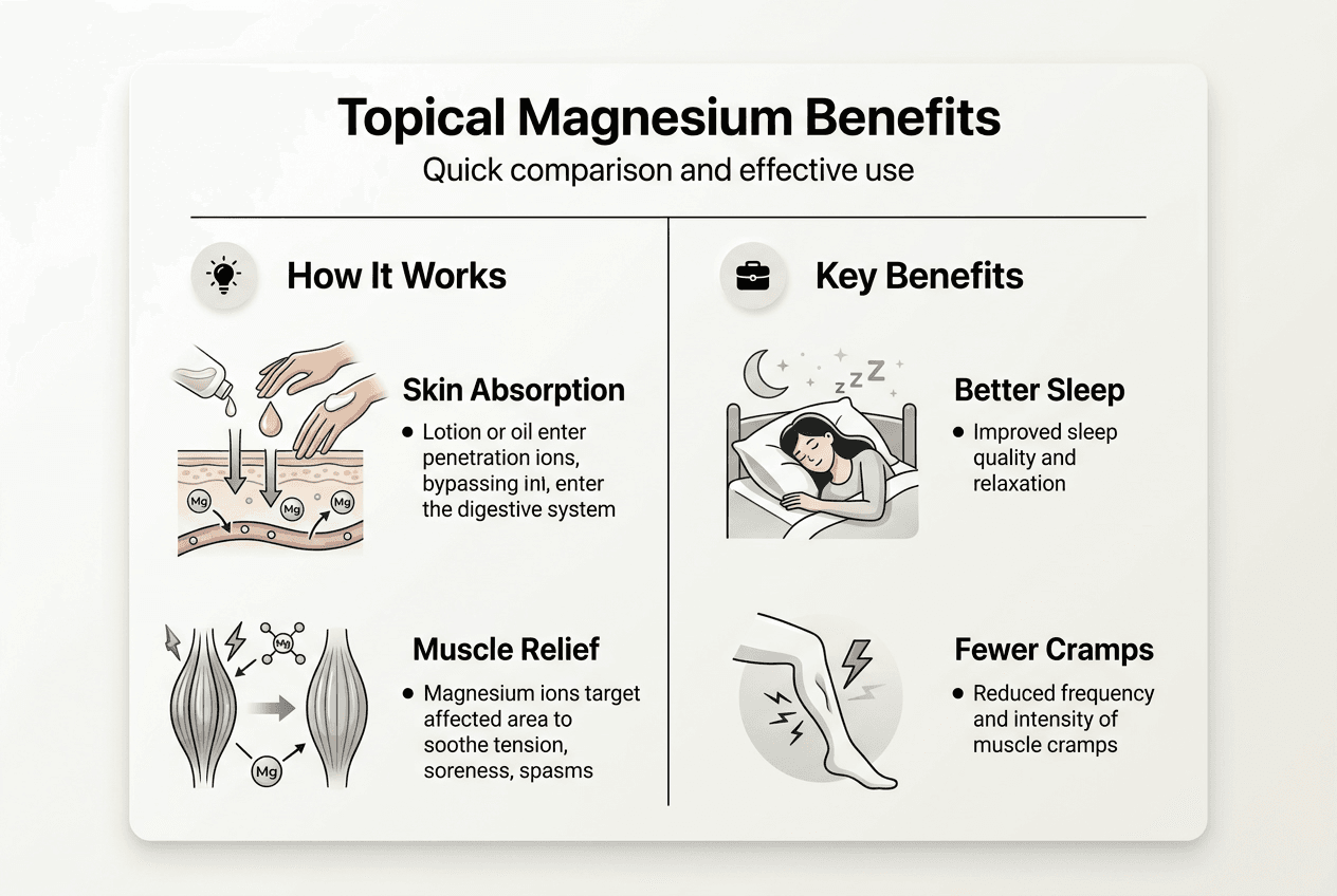 Infographic comparing topical magnesium benefits