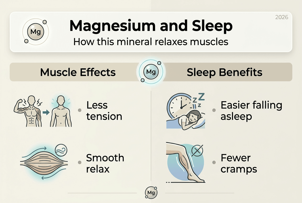 Infographic on magnesium muscle relaxation and sleep