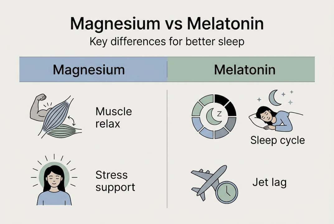 Infographic comparing magnesium and melatonin for sleep