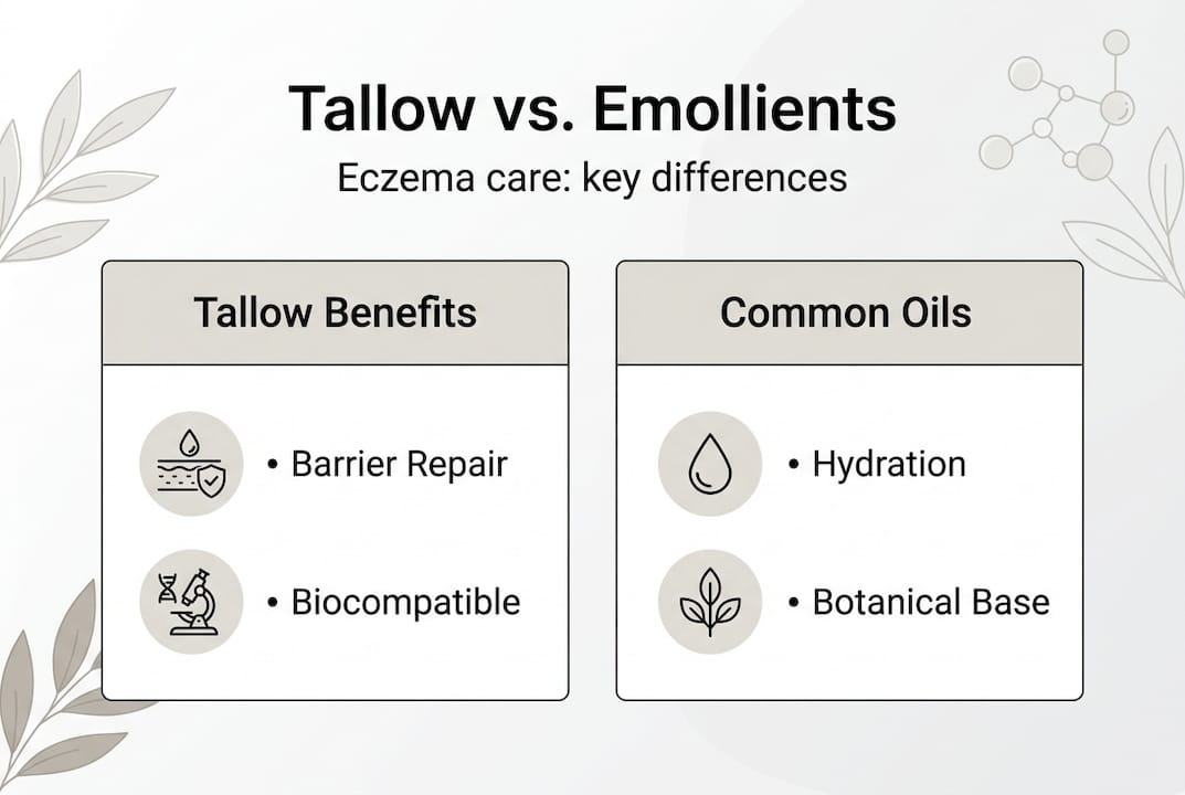 Infographic comparing tallow to other emollients