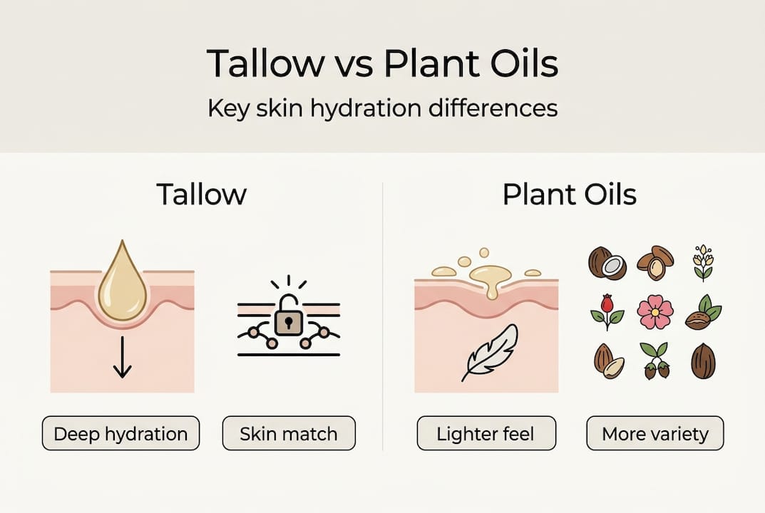 Infographic comparing tallow and plant oils