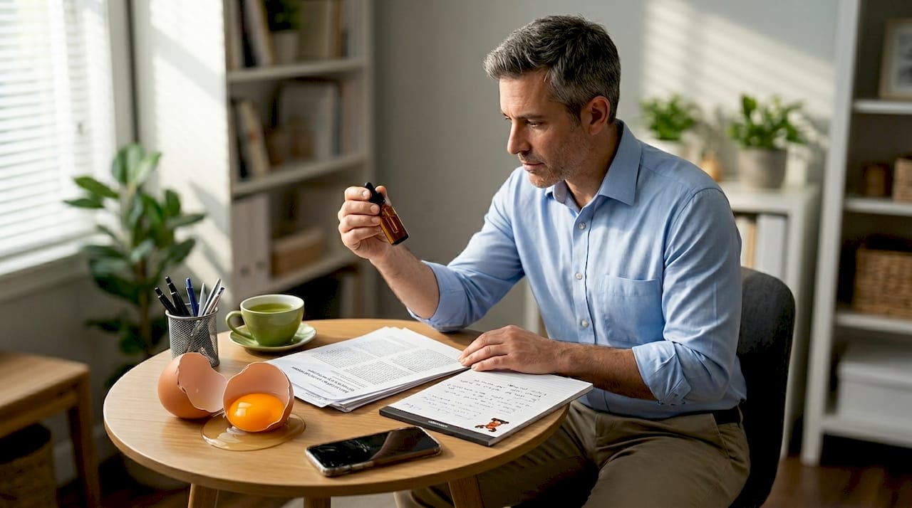 Dermatologist studying egg yolk oil for skincare