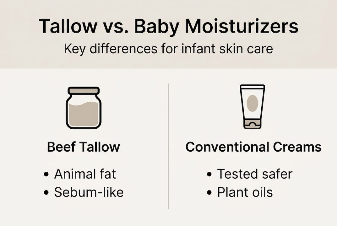 Infographic comparing tallow and baby moisturizers