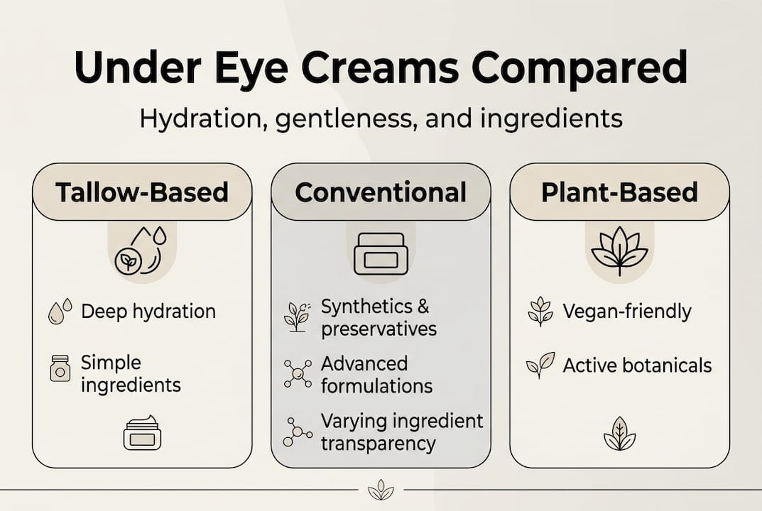 Infographic comparing types of under eye creams