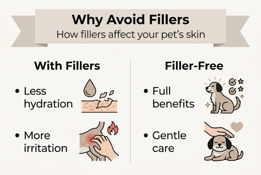 Infographic contrasts filler and filler-free pet balms