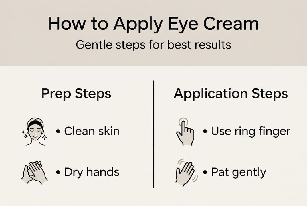 Infographic showing eye cream application steps