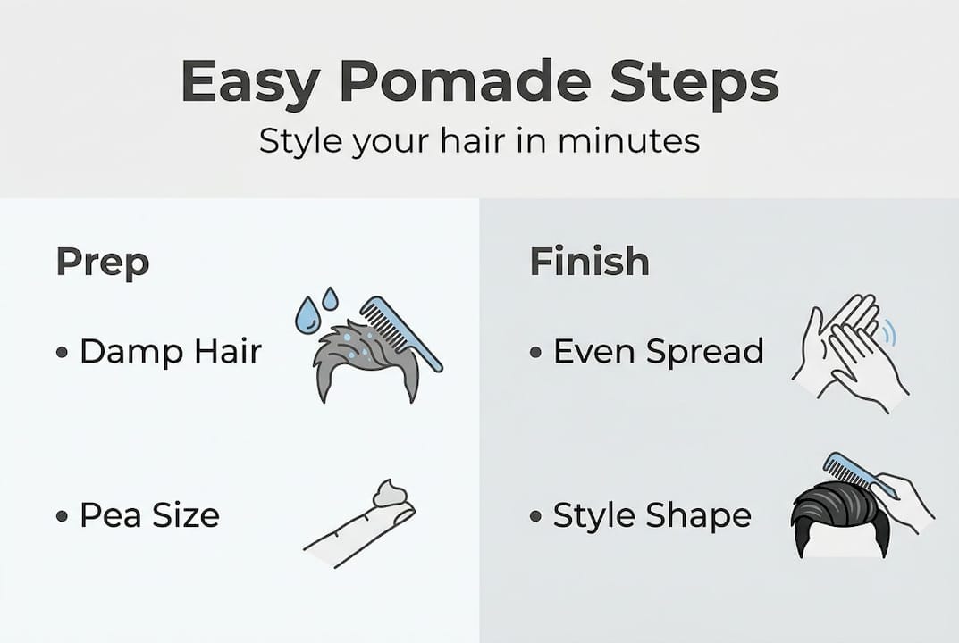 Simple infographic with quick pomade steps
