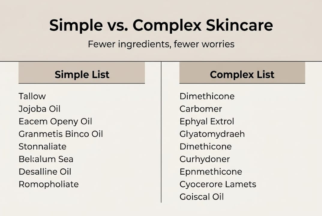 Infographic comparing simple and complex ingredients