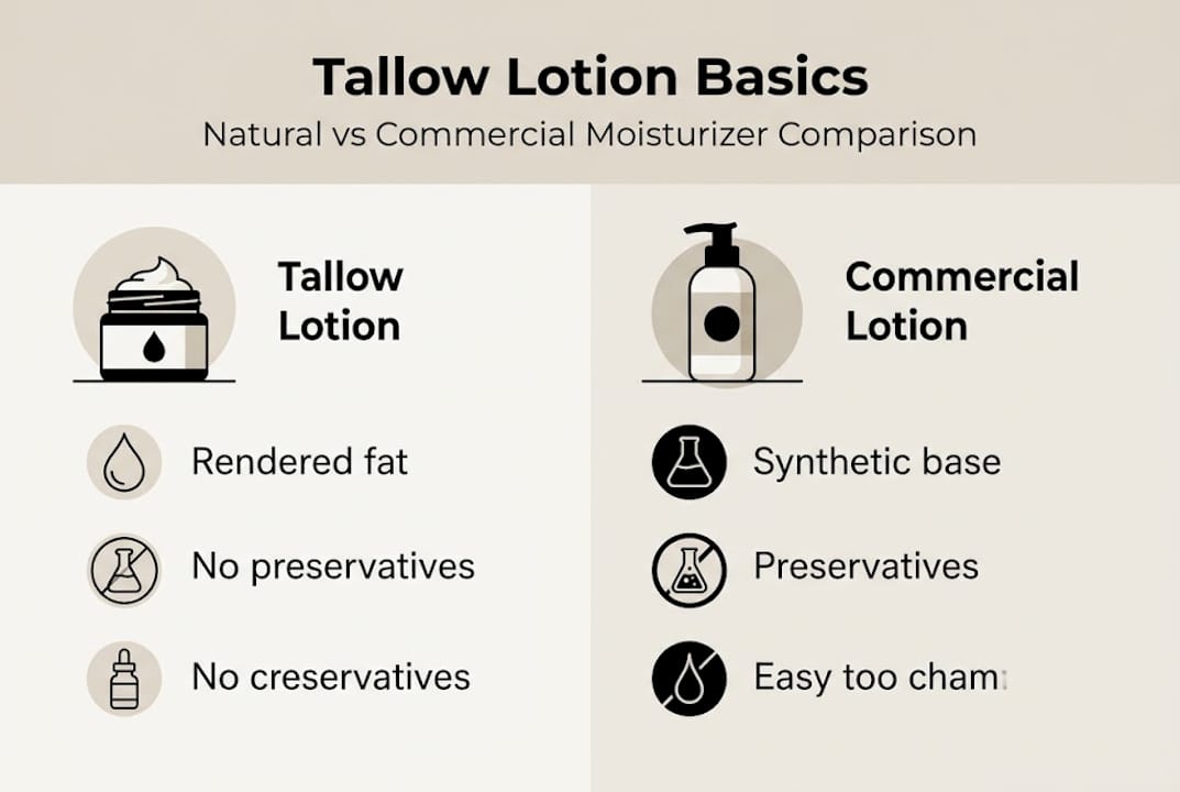 Infographic comparing tallow and commercial lotions
