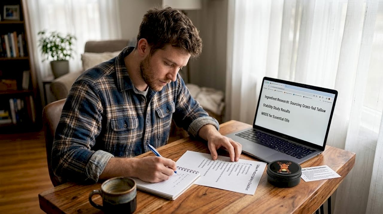 Person reviewing tallow safety checklist at desk