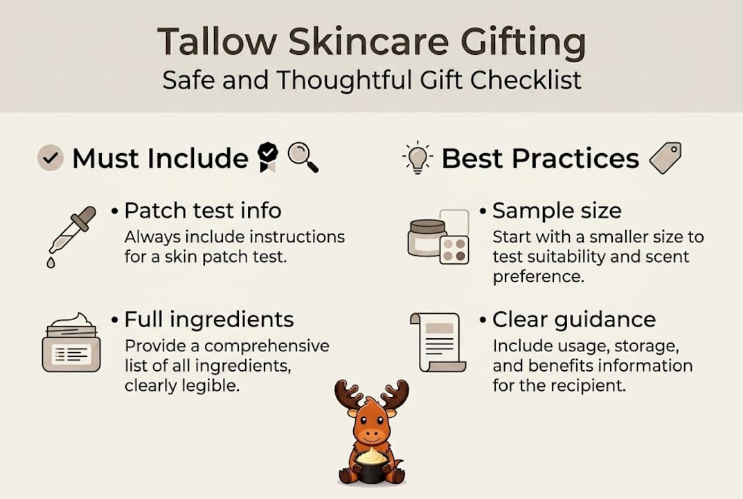 Infographic with tallow gifting safety checklist