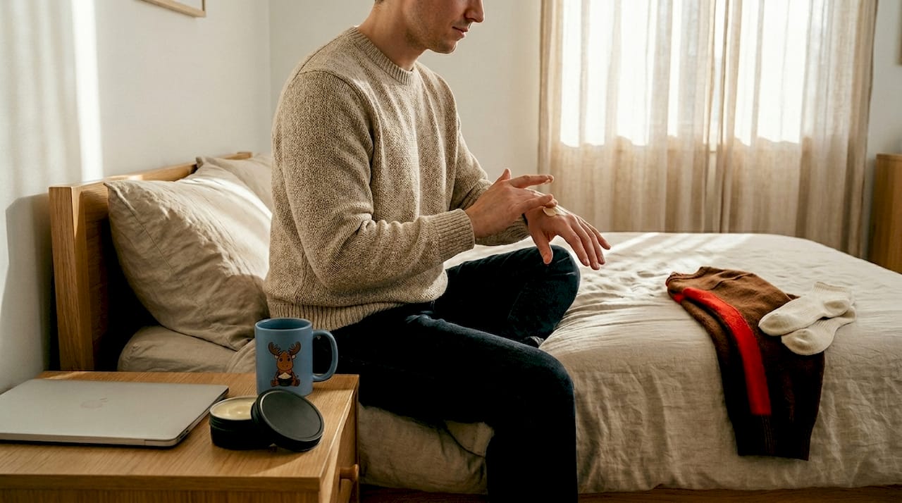 Person applying tallow balm on hand