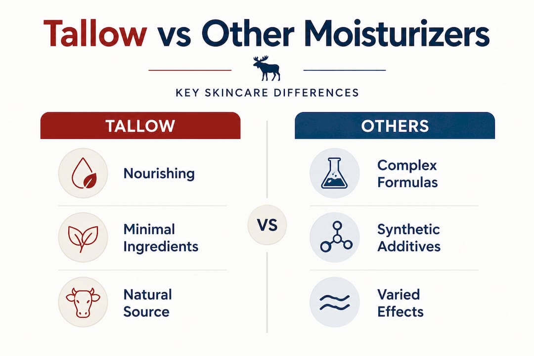 Infographic comparing tallow and other moisturizers