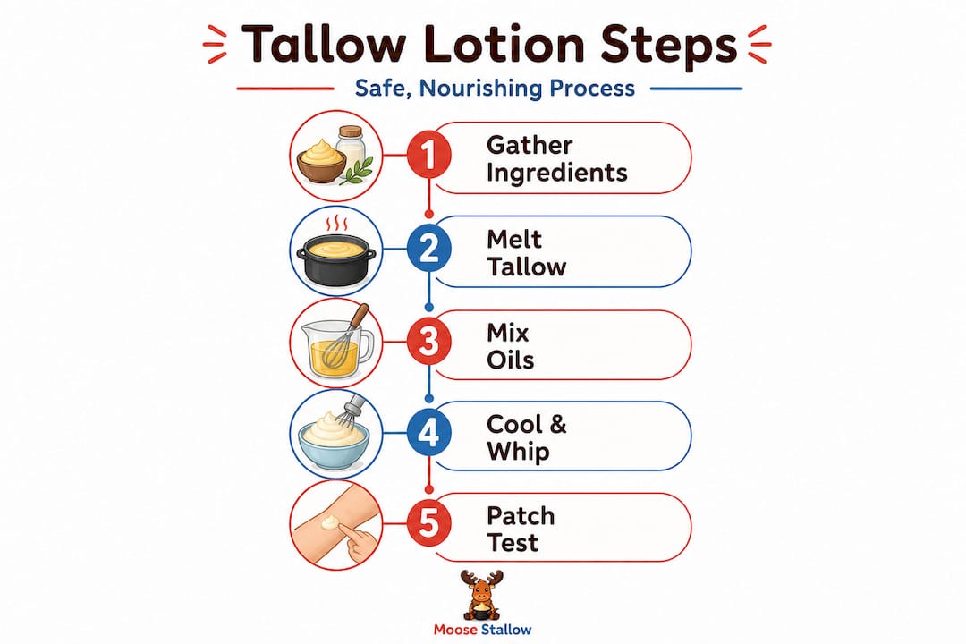 Infographic showing tallow lotion process steps