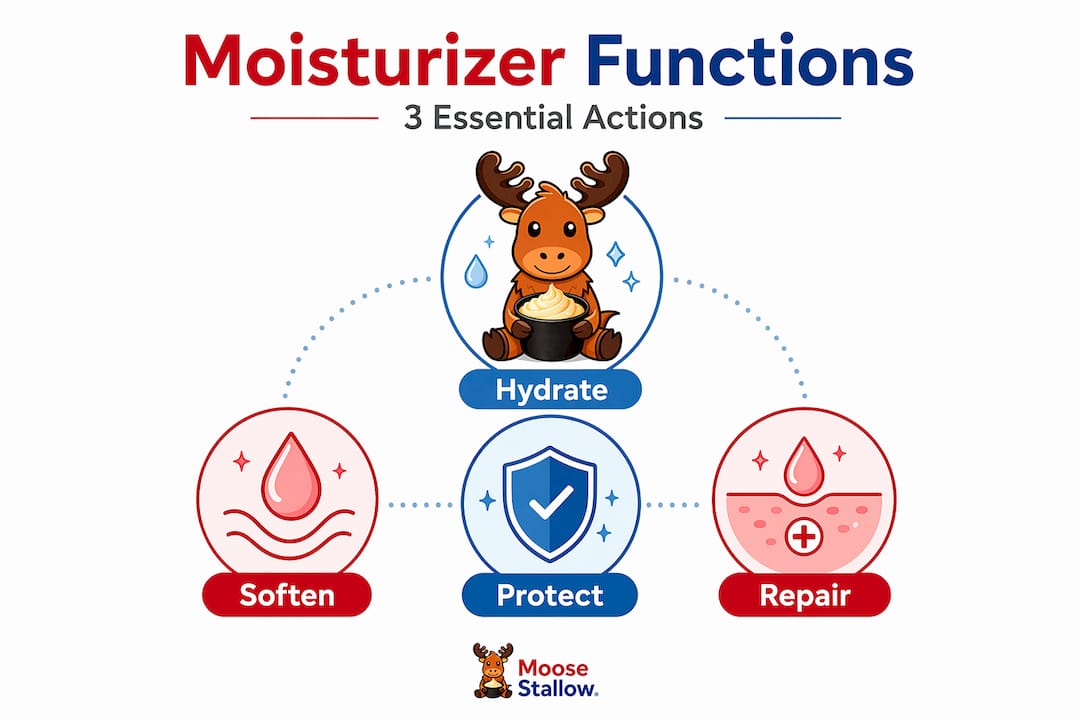Hierarchy infographic of moisturizer key functions