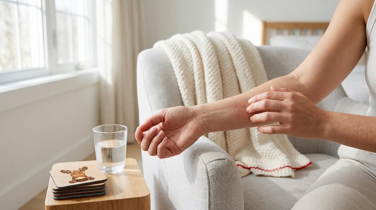 Hands feeling dry skin texture at home