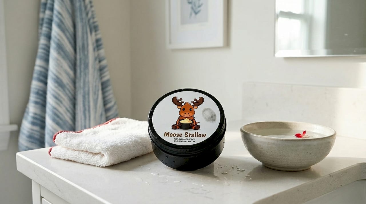 Gentle cleansing skincare products on counter