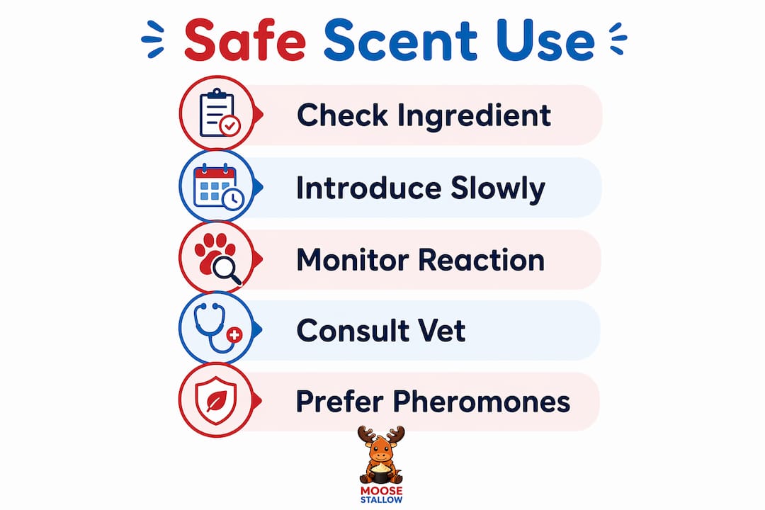 Infographic with safe scent use tips for pets