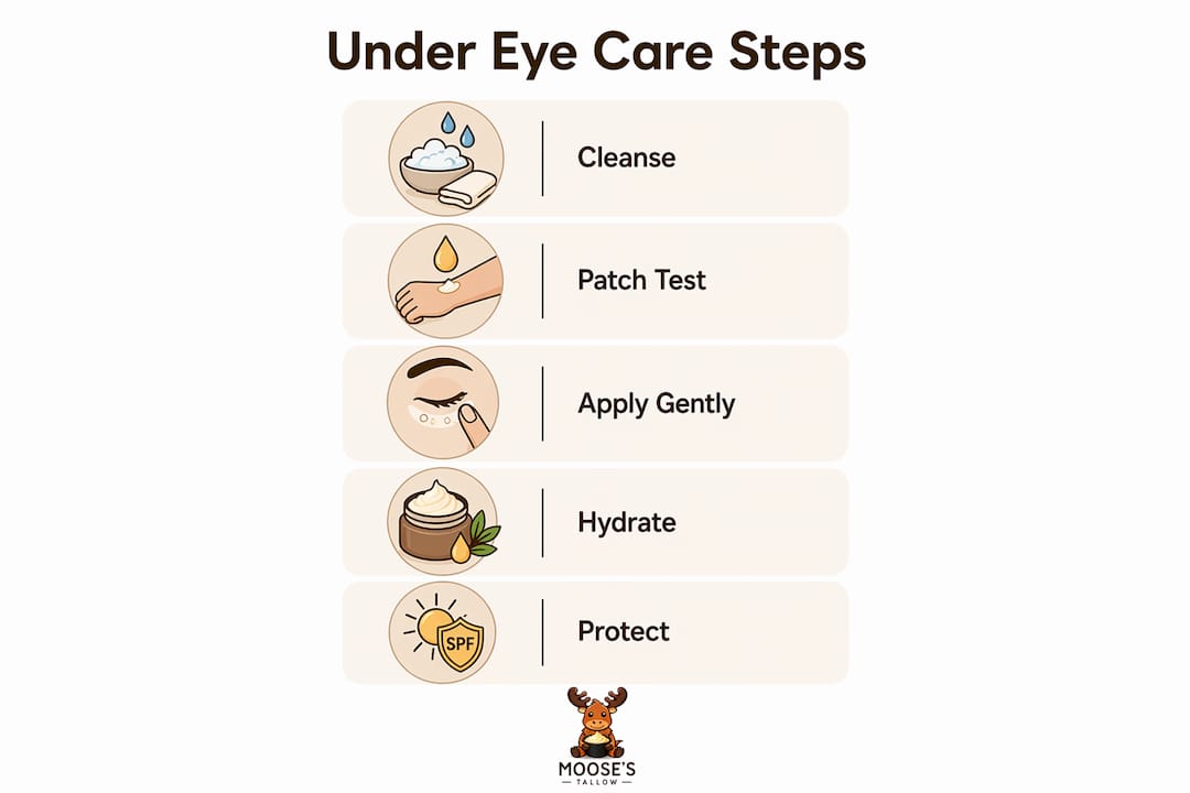Infographic showing step-by-step under eye care process