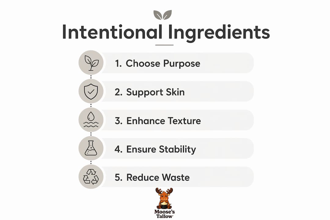 Infographic showing intentional skincare ingredient process