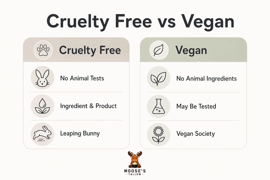 Infografía que compara libre de crueldad y vegano