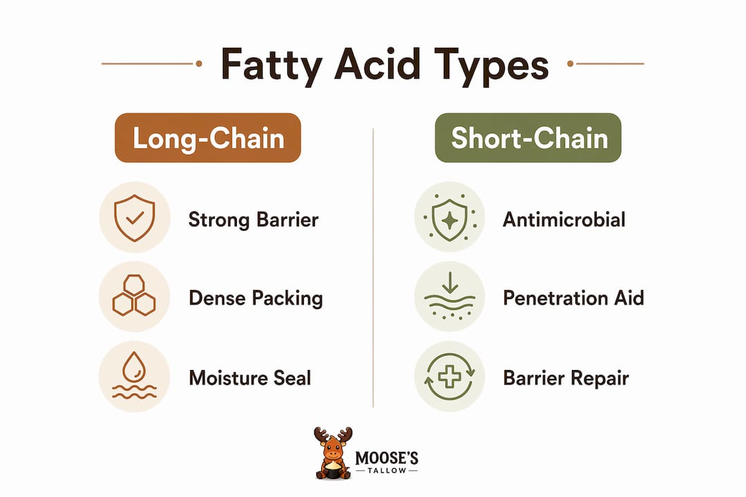 Infographic comparing long-chain and short-chain fatty acids