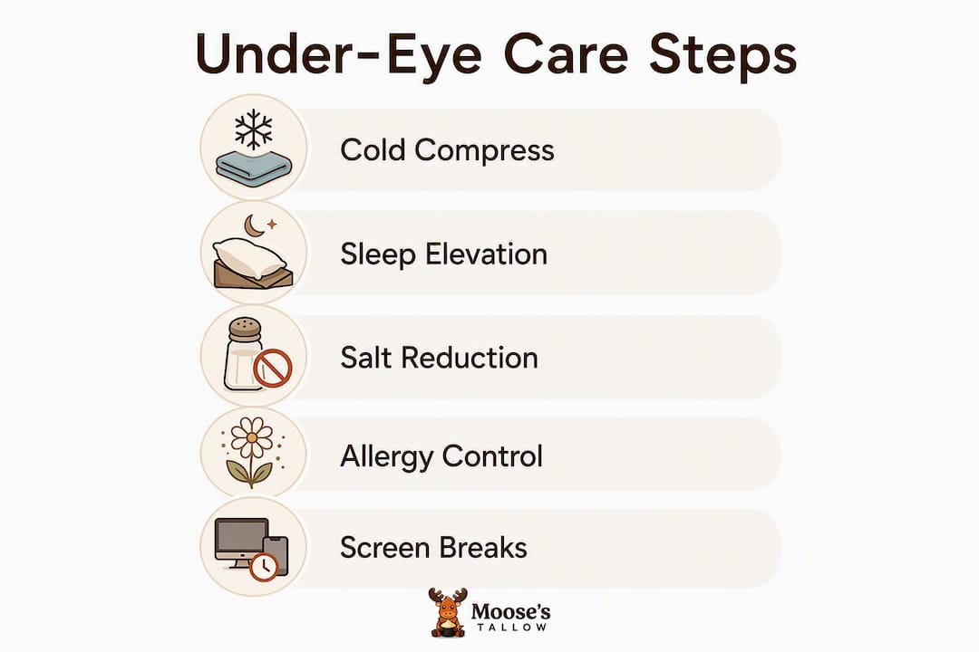 Infographic of natural under-eye care steps