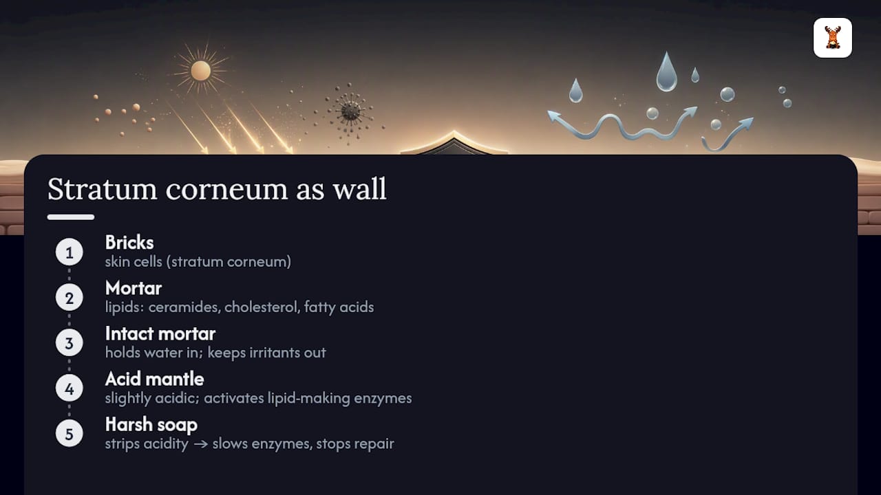 Diagram of skin barrier as bricks and mortar