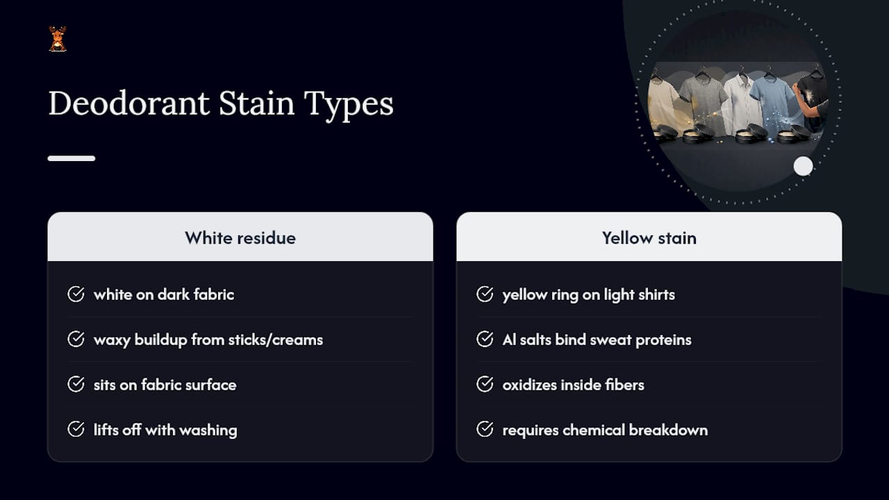 Comparison of white and yellow clothing stains