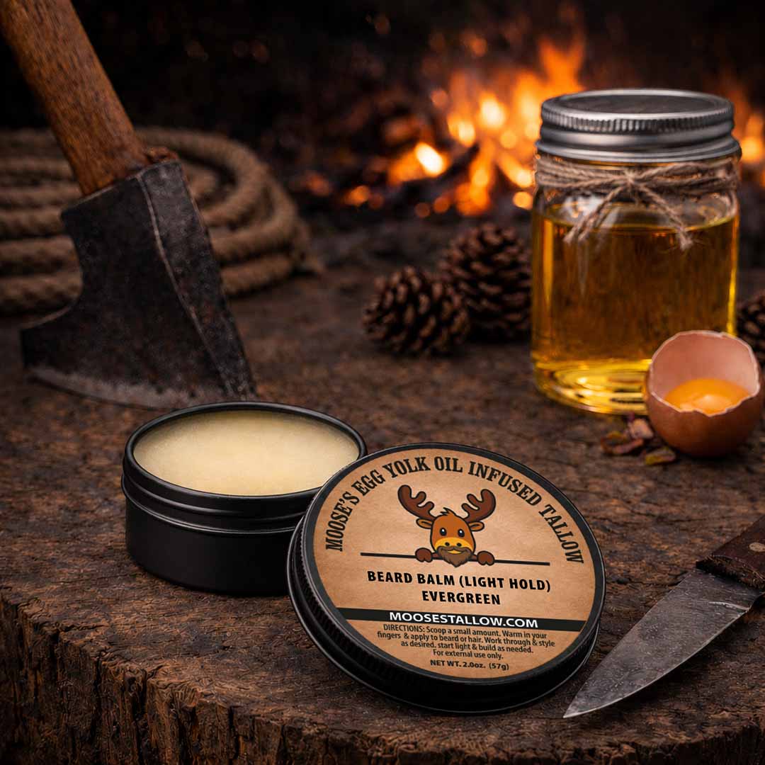 Tallow Beard Balm for Men, Infused with Egg Yolk Oil