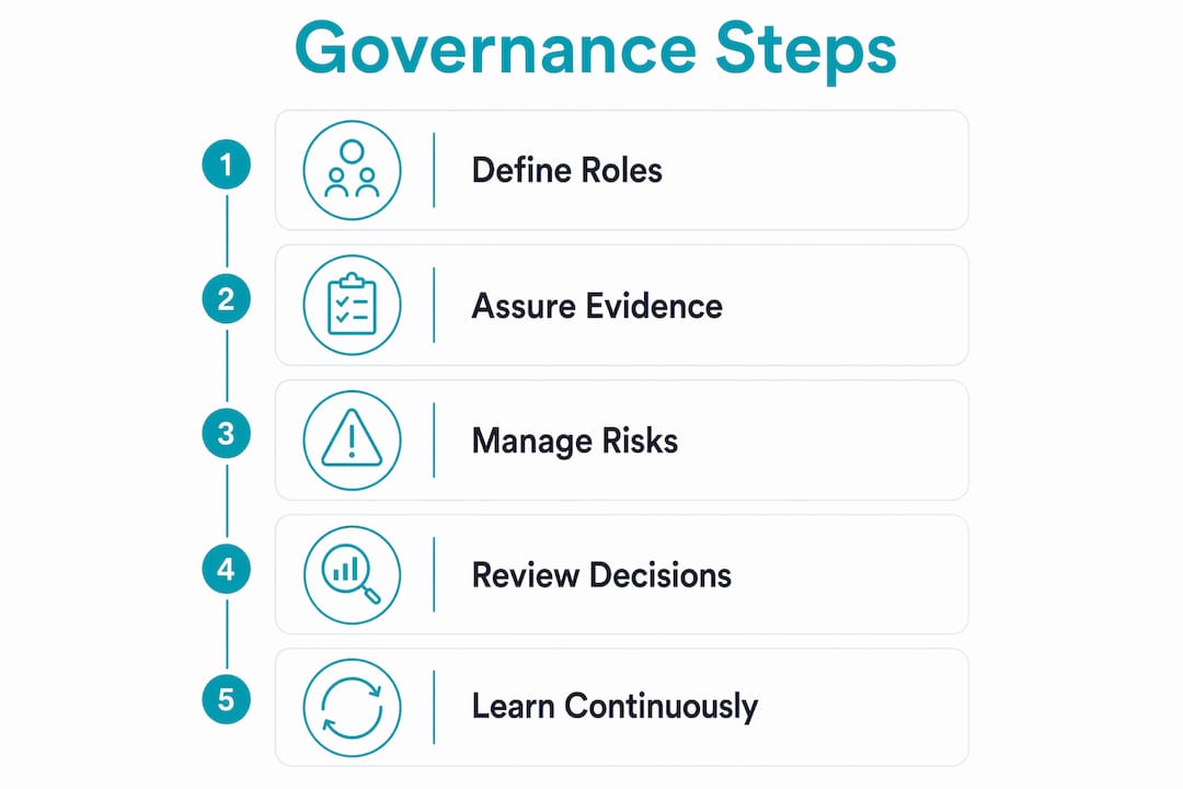 Infographic showing five governance steps for mission success